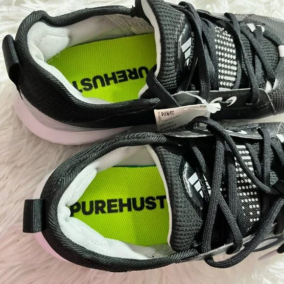 NEW ADIDAS SOFTBALL CLEATS WOMENS 7.5 PURE HUSTLE BLACK SILVER SPARKLE EG5634 - Picture 8 of 9